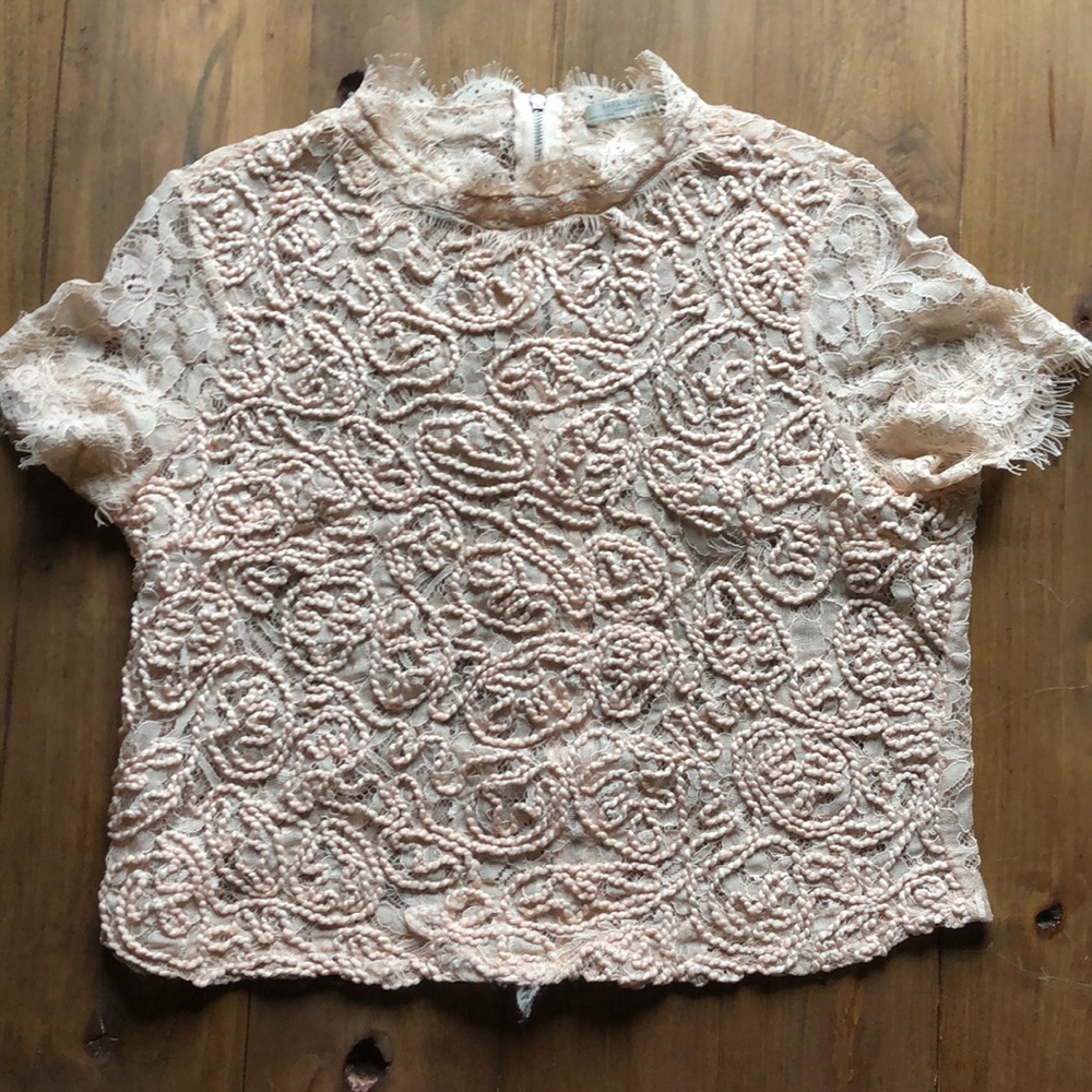 Zara Lace Frill Top with back zipper
